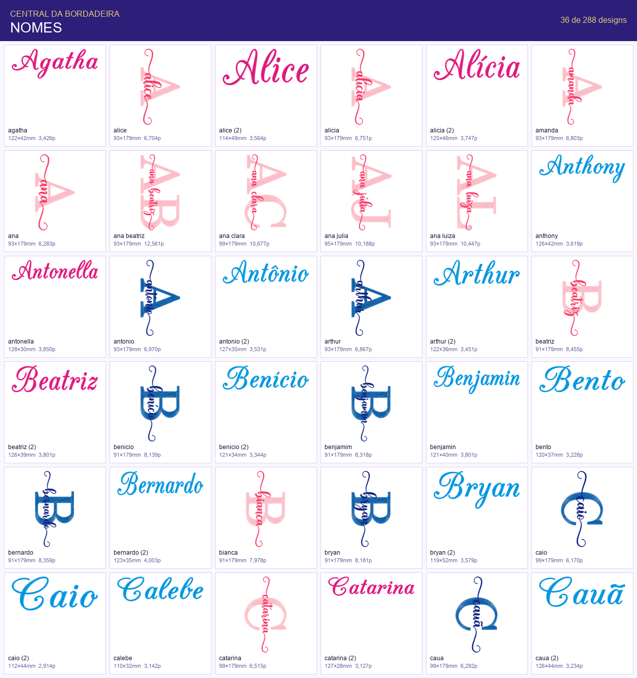 Tela da Biblioteca — categoria Monogramas